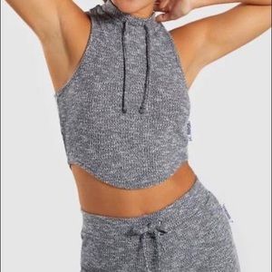 Gymshark Slounge Crop Top - Charcoal Marl - Size S